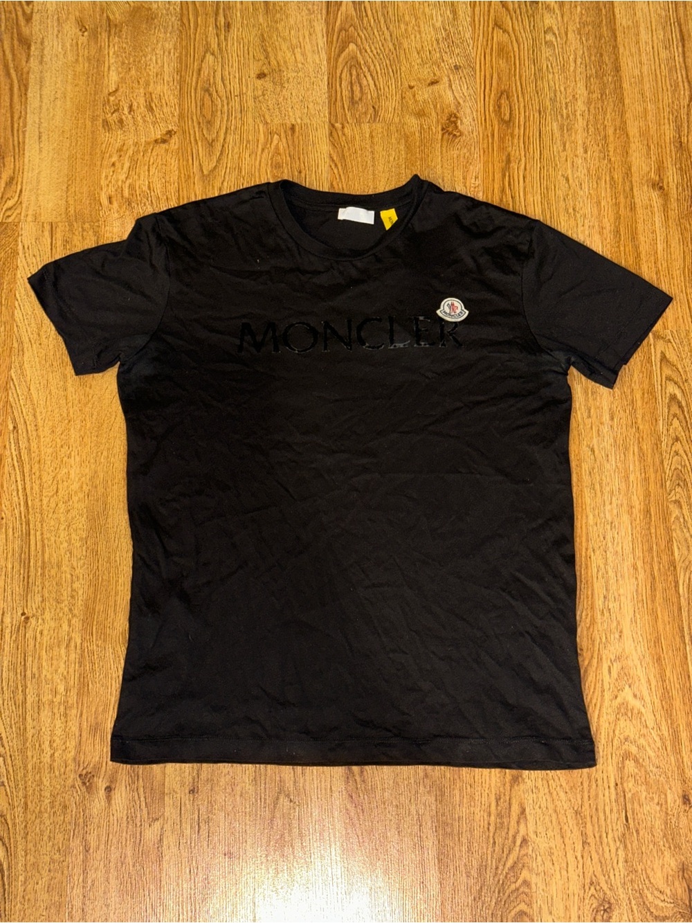 Moncler Men's Black Crew Neck Short Sleeve Logo T-Shirt Size Medium READ